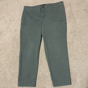 Talbots Womens Petite Pants Ankle Cropped Tapered Leg Green Stretch, Sz 16P